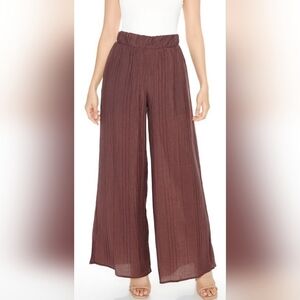 FOREVER 21 High Rise Wide Leg Pants DARK COCOA XS
